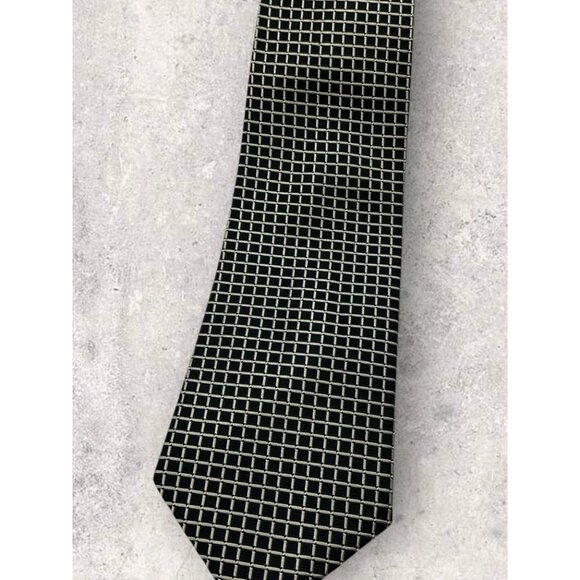 PIERRE BALMAIN Silk Tie FRANCE Black Ivory Geometric W:4" EUC - Picture 5 of 5